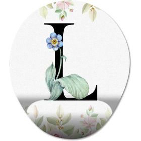 Pixxa Model 1 Oval L Harfi-Çiçekli Harf Bilek Destekli Mouse Pad
