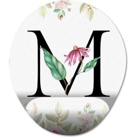 Pixxa Model 1 Oval M Harfi-Çiçekli Harf Bilek Destekli Mouse Pad