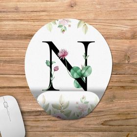 Pixxa Model 1 Oval N Harfi-Çiçekli Harf Bilek Destekli Mouse Pad
