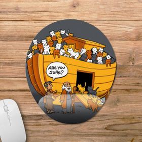 Pixxa Model 1 Oval Nuh'un Gemisi Kedi-Noah's Ark Bilek Destekli Mouse Pad