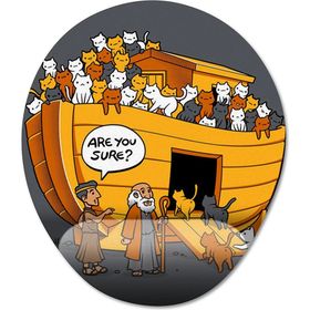 Pixxa Model 1 Oval Nuh'un Gemisi Kedi-Noah's Ark Bilek Destekli Mouse Pad