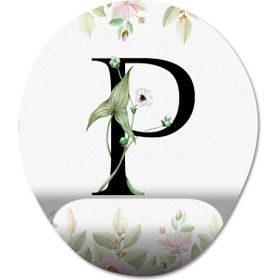 Pixxa Model 1 Oval P Harfi - Çiçekli Harf Bilek Destekli Mouse Pad
