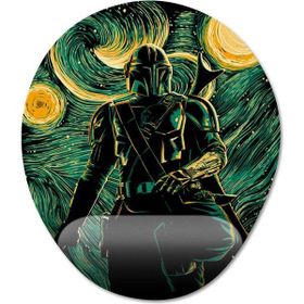 Pixxa Model 1 Oval the Mandalorian Yıldızlı Gece Starry Night Star Wars Bilek Destekli Mouse Pad