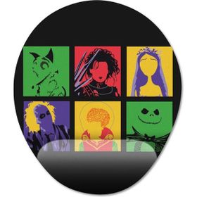 Pixxa Model 1 Oval Tim Burton Karakterleri Pop Art Bilek Destekli Mouse Pad