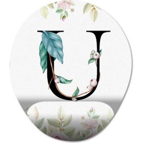 Pixxa Model 1 Oval U Harfi - Çiçekli Harf Bilek Destekli Mouse Pad