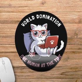 Pixxa Model 1 Oval World Domination - Kedi Bilek Destekli Mouse Pad