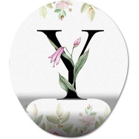 Pixxa Model 1 Oval Y Harfi - Çiçekli Harf Bilek Destekli Mouse Pad