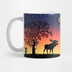 Pixxa Moose And Squirrel Sunset Kupa Bardak