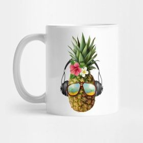 Pixxa Mr. Pineapple With Headphone And Sunglasses Kupa Bardak