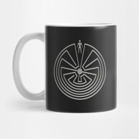 Pixxa Native American Man In The Maze - Black Kupa Bardak