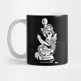 Pixxa Reapercon 2020 Drunken Mermaid Veritcal B&w T-Shirt Kupa Bardak