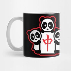 Pixxa Red China Mahjong Panda Fat Choi Bambu Brand Chinese Game Mj Tiles Player Strategy Honor Leg Red Dragon 13 Orphans Hand Middle Central Pong Shuffle Stack Kupa Bardak