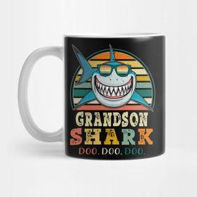 Pixxa Retro Vintage Grandson Shark Doo Doo Gift Grandpa Dad Men Kupa Bardak