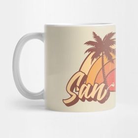 Pixxa San Diego California Vintage Summer Vacation Design Kupa Bardak