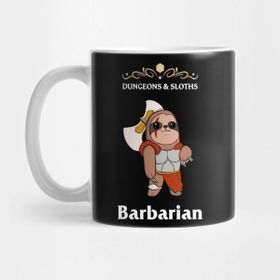Pixxa Sloth Barbarian Fantasy Tabletop Rpg Roleplaying D20 Gamer Kupa Bardak