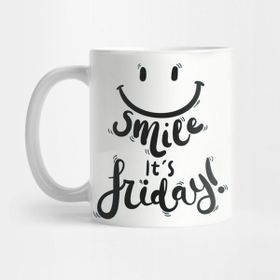 Pixxa Smile It's Friday! Black Text Design With Happy Smiley Face Kupa Bardak