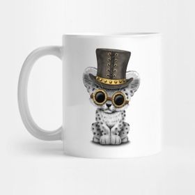 Pixxa Steampunk Snow Leopard Cub Kupa Bardak