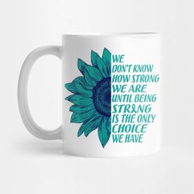 Pixxa Strong Teal Ribbon Sunflower Ovarian Cancer Survivor Gift Kupa Bardak