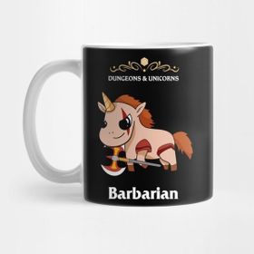 Pixxa Unicorn Barbarian Dungeons Rpg D20 Tabletop Gamer Kupa Bardak