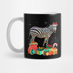 Pixxa Zebra Christmas Hat Lights Family Xmas Gift Love Animals Kupa Bardak