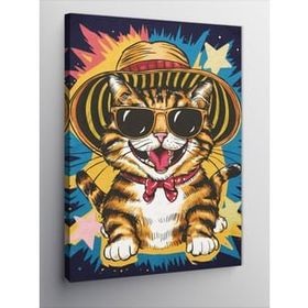 Piyero Gözlüklü Kedi Kanvas Tablo