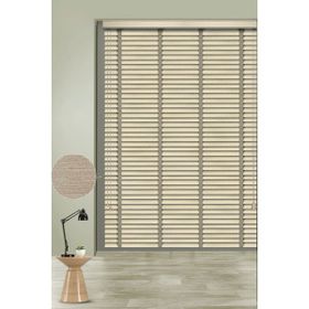 PJ Polywood Jaluzi Bej Desenli 50 mm Zincirli Sistem Ahşap Jaluzi
