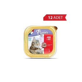 Plaisir 100 gr 12 Adet Ezme Biftekli Kısırlaştırılmış Kedi Konservesi