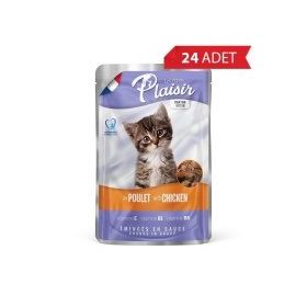 Plaisir 24x100 gr Pouch Sos İçinde Tavuklu Yavru Kedi Konservesi