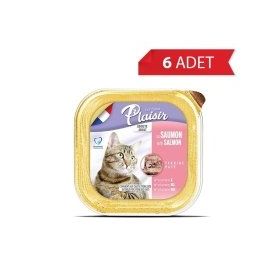 Plaisir 6x100 gr Ezme Somonlu Kısırlaştırılmış Kedi Konservesi