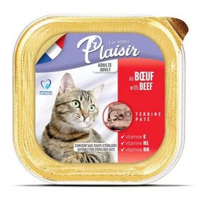 Plaisir Biftek (Sığır) Etli Pate Kısırlaştırılmış ve Yetişkin 100 gr Kedi Yaş Maması