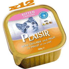 Plaisir Pate Tavuk Etli ve Sütlü Kitten Plaisir Yaş Yavru 100 gr Kedi Maması