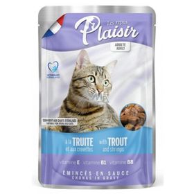 Plaisir Pouch Alabalık ve Karidesli 100 gr Yetişkin Kedi Konservesi