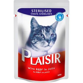 Plaisir Pouch Sığır Etli Sterilised 22x100 gr Kedi Maması