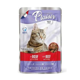 Plaisir Pouch Sos İçinde Sığır Etli ve Hindili 6x100 gr Kısırlaştırılmış Kedi Konservesi