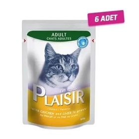 Plaisir Pouch Tavuklu Ciğerli 6x100 gr Kedi Konservesi