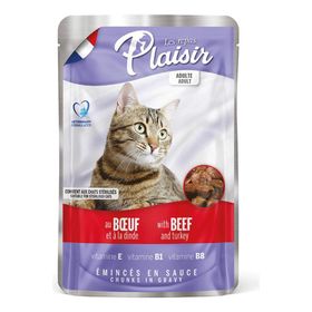 Plaisir Pouch Yetişkin Sığır Etli-Hindili 100 gr Yaş Kedi Maması