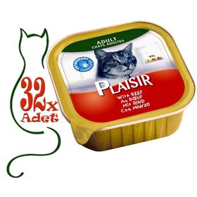 Plaisir Sığır Etli 32x100 gr Pate Yaş Kedi Maması
