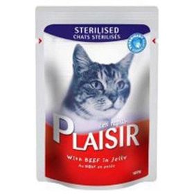 Plaisir Sterilised Kısırlaştırılmış Etli Yaş 12x100 gr Kedi Maması
