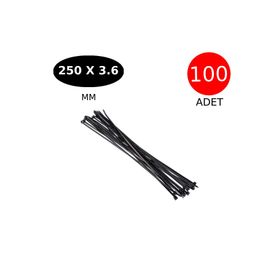 Plastik Siyah 3.6 mm x 250 mm 100 Adet Cırt Kelepçe