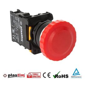 Plastim PB0-AC42 Kırmızı 1NC Yaylı Mantar Buton