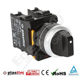 Plastim PB0-AD53 1-0-2 Siyah 2NO Yaylı Mandal Buton