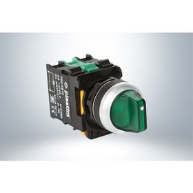 Plastim PB0-AK133M5 1-0-2 2NO 220V Yeşil Led Işıklı Mandal Buton