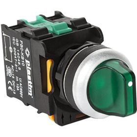 Plastim PB0-AK133M5 1-0-2 2NO 220V Yeşil Led Işıklı Mandal Buton