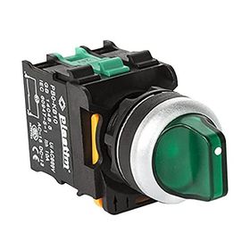 Plastim PB0-AK133M5 1-0-2 2NO 220V Yeşil Led Işıklı Mandal Buton