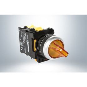 Plastim PB0-AK135B5 1-0-2 2NO 24V Led Sarı Işıklı Mandal Buton