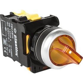 Plastim PB0-AK135B5 1-0-2 2NO 24V Led Sarı Işıklı Mandal Buton