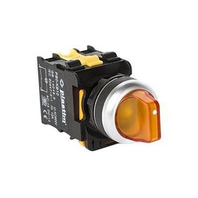 Plastim PB0-AK135B5 1-0-2 2NO 24V Led Sarı Işıklı Mandal Buton