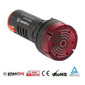 Plastim PB0-LB22-220R 220VAC-DC Kırmızı Işıklı Buzzer