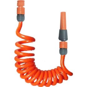 Plasyay 5 m Turuncu Spiral Yıkama Sulama Hortumu ve 2 Fonksiyonlu Lans Başlıklı Set