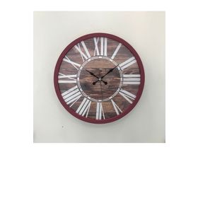 Platin Saat Bordo Modern Ahşap 36 cm Duvar Saati